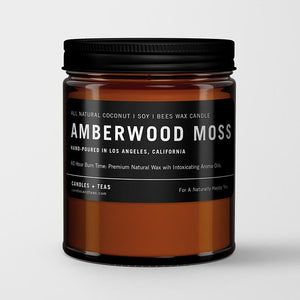 Naturally Calming Aroma Candle: Amberwood Moss in Coconut Soy Wax