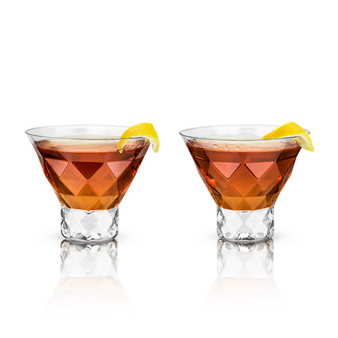 Set of 2 Crystal Martini Glasses