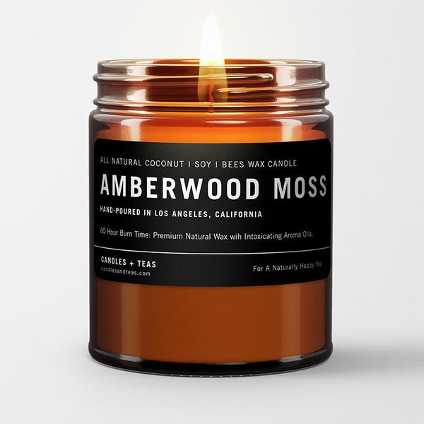 Naturally Calming Aroma Candle: Amberwood Moss in Coconut Soy Wax