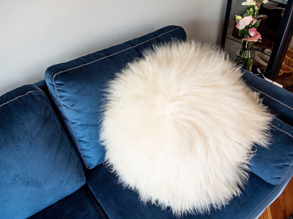 Decorative Round Furry Pillow.